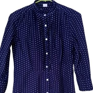 Vintage Navy with white dots cotton long sleeve shirt size 4